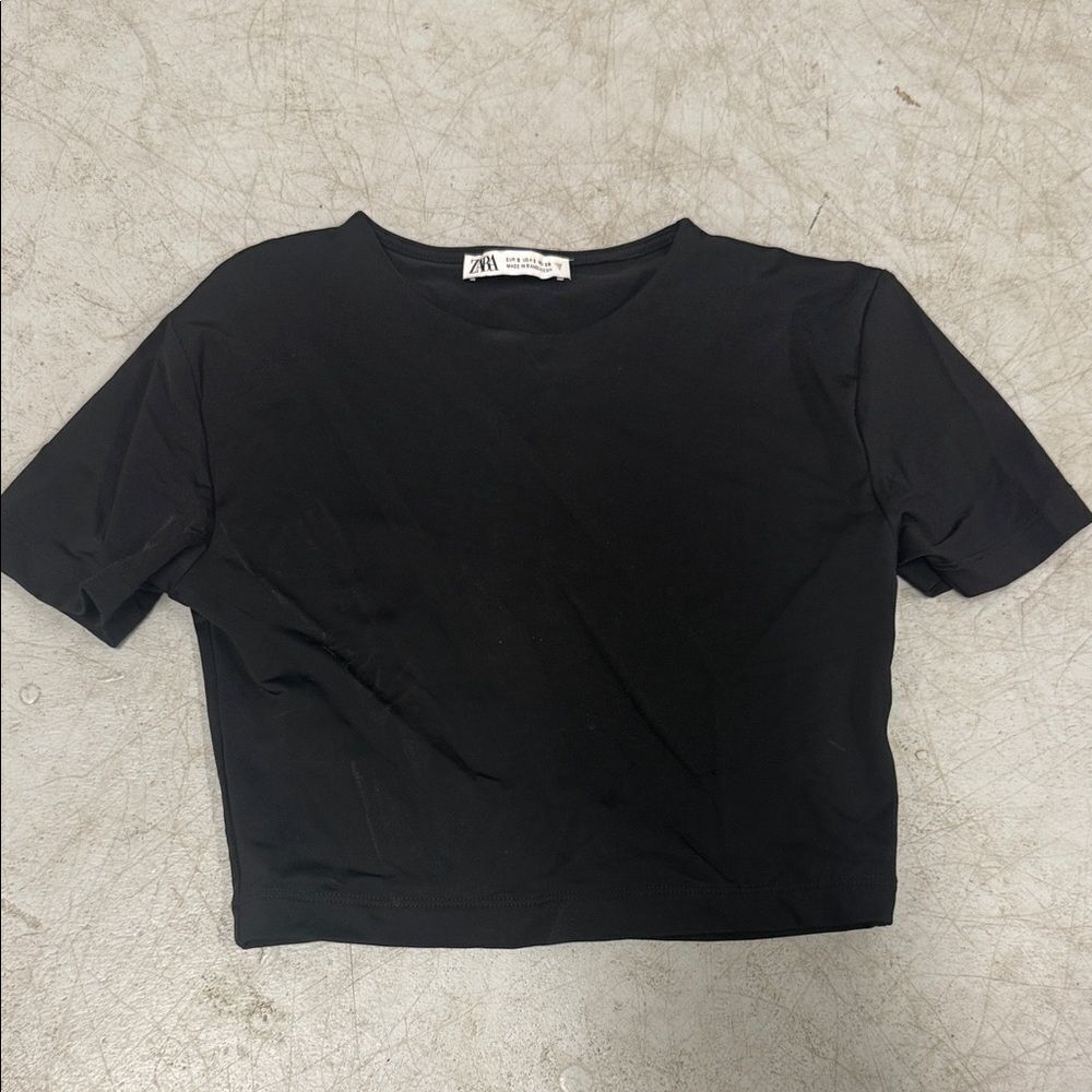 Zara Classic Black Crop Top Size Small - Stretch LIKE NEW